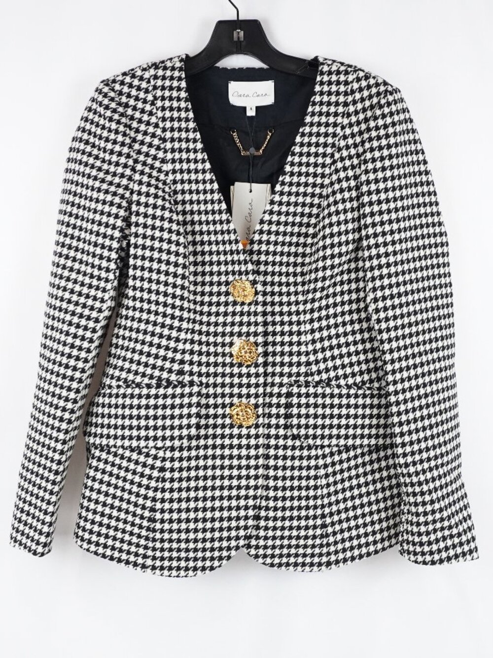 Cara Cara Wes Jacket In Black & White Houndstooth - Women's Size 4 - NWT